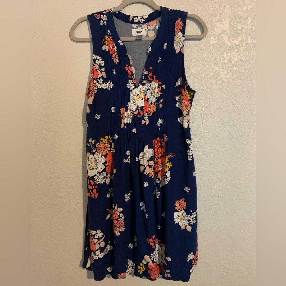 Old Navy Blue Pink Sleeveless V-Neck Sundress